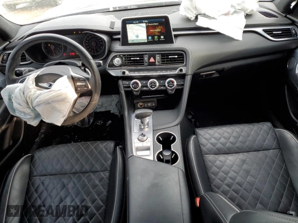 2021 Genesis G70 3.3T with VIN KMTG34LE3MU074503, listed as a Copart auction lot 41836875 with 40,556 mi miles and Salvage title. Bid and sale history available at DreamBid. Image 8.