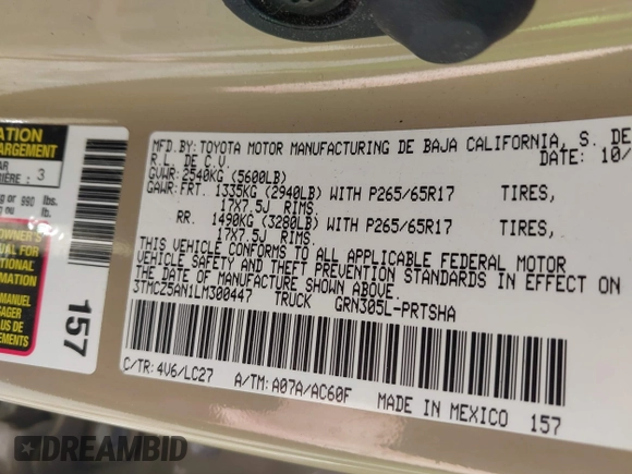2020 Toyota Tacoma SR5 z VIN 3TMCZ5AN1LM300447, wystawiony jako IAAI lot #41961434 z przebiegiem 42 090 mil mil oraz . Historia ofert i sprzedaży dostępna na DreamBid. Obrazek 9.