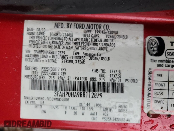 2011 Ford Fusion SE with VIN 3FAHP0HA9BR112879, listed as a Copart auction lot 89373125 with 197,829 mi miles and Salvage Title. Bid and sale history available at carsss.com. Image 13.