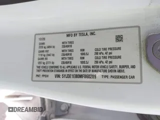 2021 Tesla Model 3 Long Range z VIN 5YJ3E1EB0MF860289, wystawiony jako IAAI lot #41771854 z przebiegiem 190 892 mil mil oraz . Historia ofert i sprzedaży dostępna na DreamBid. Obrazek 9.