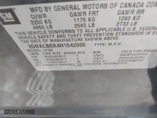2017 Chevrolet Equinox LS with VIN 2GNALBEK4H1542906, listed as a IAAI auction lot 41538531 with 131,802 mi miles. Bid and sale history available at carsss.com. Image 9.