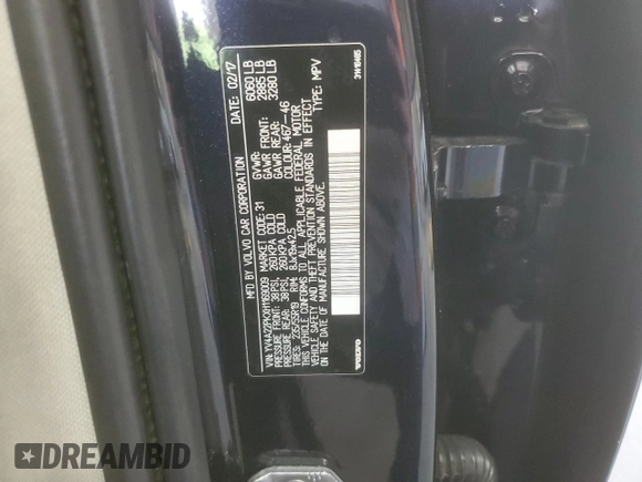 2017 Volvo XC90 Momentum with VIN YV4A22PKXH1169009, listed as a Copart auction lot 58121825 with 155,607 mi miles and Salvage title. Bid and sale history available at DreamBid. Image 13.