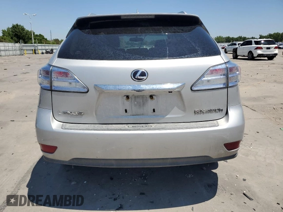 2010 Lexus RX 450h with VIN JTJBC1BA1A2021910, listed as a Copart auction lot 60155065 with Not provided miles and Salvage title. Bid and sale history available at DreamBid. Image 6.
