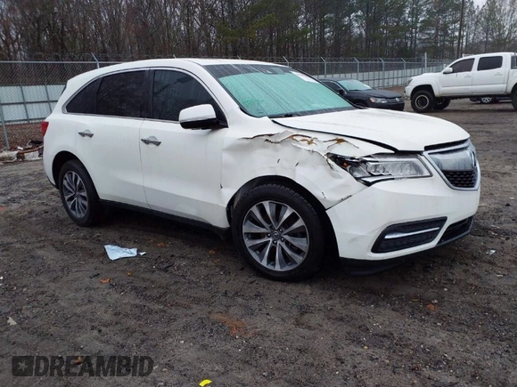 2016 Acura MDX w/Tech with VIN 5FRYD3H49GB008253, listed as a IAAI auction lot 41564115 with 127,500 mi miles. Bid and sale history available at carsss.com. Image 1.