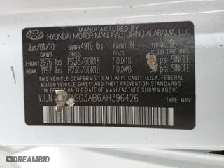 2010 Hyundai Santa Fe GLS with VIN 5NMSG3AB6AH396426, listed as a Copart auction lot 88276085 with 183,731 mi miles and Salvage Title. Bid and sale history available at carsss.com. Image 13.
