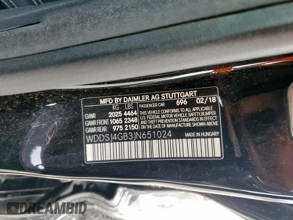2018 Mercedes-Benz CLA 250 with VIN WDDSJ4GB3JN651024, listed as a Copart auction lot 58586585 with 111,293 mi miles and Salvage title. Bid and sale history available at DreamBid. Image 12.