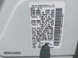 2011 Nissan Rogue SV with VIN JN8AS5MT1BW182375, listed as a IAAI auction lot 42166385 with 163,079 mi miles and . Bid and sale history available at DreamBid. Image 9.