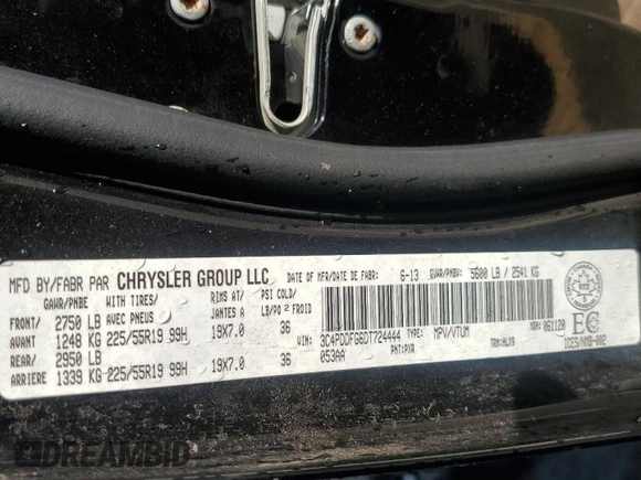 2013 Dodge Journey R/T with VIN 3C4PDDFG6DT724444, listed as a Copart auction lot 76496624 with 283,593 mi miles and Clean title. Bid and sale history available at DreamBid. Image 14.