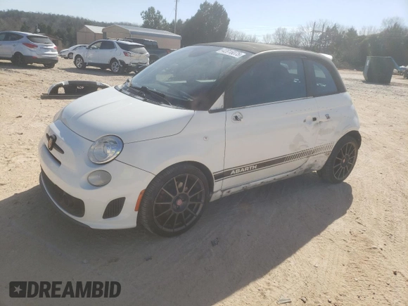 2013 FIAT 500 Abarth with VIN 3C3CFFJH1DT645322, listed as a Copart auction lot 42816075 with 114,007 mi miles and Salvage Title. Bid and sale history available at carsss.com. Image 1.