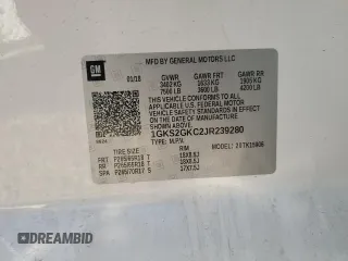 2018 GMC Yukon XL SLT with VIN 1GKS2GKC2JR239280, listed as a Copart auction lot 65234874 with 118,215 mi miles and Salvage Title. Bid and sale history available at carsss.com. Image 12.