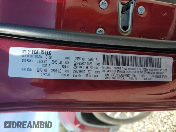 2019 Jeep Cherokee Latitude with VIN 1C4PJMCB5KD244917, listed as a Copart auction lot 51014925 with 90,127 mi miles and Salvage Title. Bid and sale history available at carsss.com. Image 16.