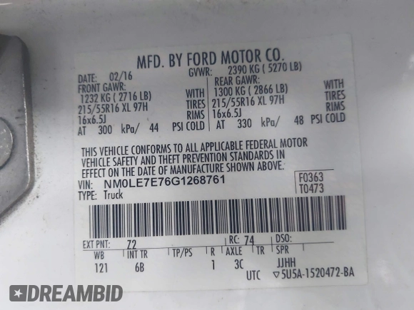 2016 Ford Transit Connect XL with VIN NM0LE7E76G1268761, listed as a IAAI auction lot 41931432 with 76,031 mi miles and . Bid and sale history available at DreamBid. Image 9.