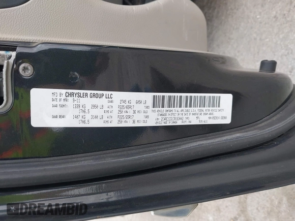 2012 Chrysler Town & Country Touring L with VIN 2C4RC1CG1CR163442, listed as a IAAI auction lot 42207924 with 197,111 mi miles and . Bid and sale history available at DreamBid. Image 9.