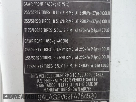 2015 Land Rover LR4 HSE with VIN SALAG2V62FA764520, listed as a Copart auction lot 50548675 with 33,540 mi miles and Salvage title. Bid and sale history available at DreamBid. Image 13.