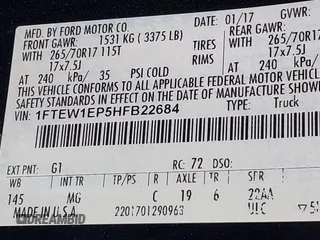 2017 Ford F-150 XL with VIN 1FTEW1EP5HFB22684, listed as a IAAI auction lot 42447842 with 187,686 mi miles and . Bid and sale history available at DreamBid. Image 9.
