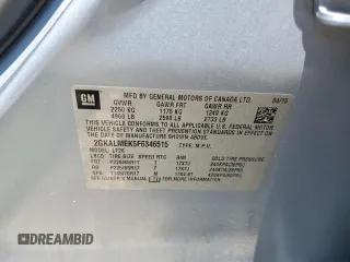 2015 GMC Terrain SLE with VIN 2GKALMEK5F6346515, listed as a Copart auction lot 61607645 with 93,171 mi miles and Salvage title. Bid and sale history available at DreamBid. Image 13.