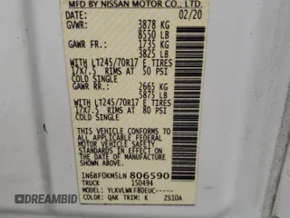 2020 Nissan NV Cargo SV z VIN 1N6BF0KM5LN806590, wystawiony jako Copart lot #78617184 z przebiegiem 147 620 mil mil oraz Szkoda całkowita • Salvage title. Historia ofert i sprzedaży dostępna na DreamBid. Obrazek 13.