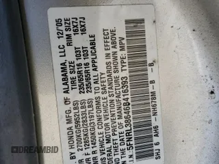 2006 Honda Odyssey EX-L with VIN 5FNRL38646B416393, listed as a Copart auction lot 53996645 with 167,844 mi miles and Salvage Title. Bid and sale history available at carsss.com. Image 12.