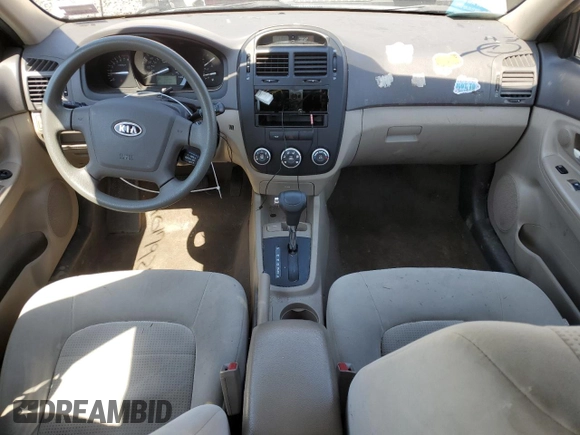 2009 Kia Spectra EX with VIN KNAFE222395665848, listed as a Copart auction lot 51017925 with 30,186 mi miles and Salvage Title. Bid and sale history available at DreamBid. Image 8.