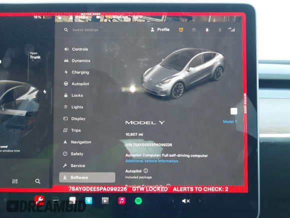 2023 Tesla Model Y Long Range z VIN 7SAYGDEE5PA099226, wystawiony jako IAAI lot #42004061 z przebiegiem 10 607 mil mil oraz . Historia ofert i sprzedaży dostępna na DreamBid. Obrazek 7.