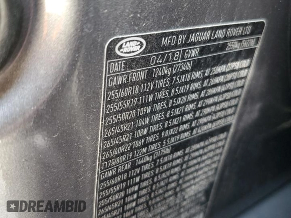2018 Land Rover Range Rover Velar R-Dynamic SE z VIN SALYL2RV8JA772755, wystawiony jako Copart lot #61056515 z przebiegiem 45 098 mil mil oraz Szkoda całkowita • Salvage title. Historia ofert i sprzedaży dostępna na DreamBid. Obrazek 13.