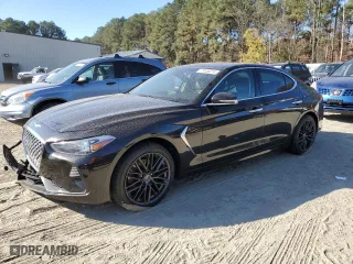 2019 Genesis G70 2.0T Advanced with VIN KMTG34LA7KU033172, listed as a Copart auction lot 79165014 with 53,978 mi miles and Salvage Title. Bid and sale history available at carsss.com. Image 1.