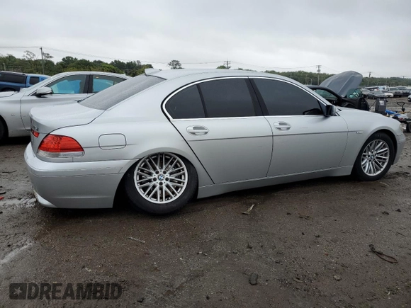 2004 BMW 7 Series 745i with VIN WBAGL634X4DP70421, listed as a Copart auction lot 73309744 with 123,457 mi miles and Salvage Title. Bid and sale history available at DreamBid. Image 3.