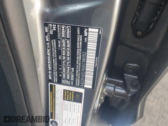2018 Mercedes-Benz GLS 450 with VIN 4JGDF6EE9KB238052, listed as a Copart auction lot 55185184 with 45,682 mi miles and . Bid and sale history available at DreamBid. Image 12.