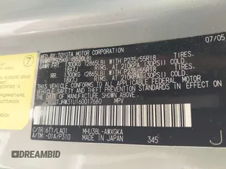 2006 Lexus RX 400h with VIN JTJHW31U160017660, listed as a IAAI auction lot 42544201 with 274,712 mi miles and . Bid and sale history available at DreamBid. Image 9.