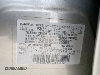 2014 Nissan Sentra SR z VIN 3N1AB7APXEL685558, wystawiony jako Copart lot #56676625 z przebiegiem 140 577 mil mil oraz Szkoda całkowita • Salvage title. Historia ofert i sprzedaży dostępna na DreamBid. Obrazek 13.