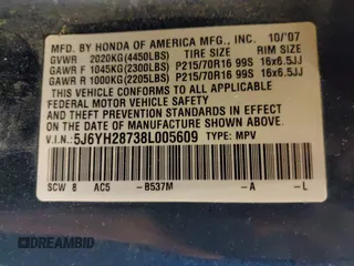 2008 Honda Element EX with VIN 5J6YH28738L005609, listed as a IAAI auction lot 42164451 with 201,019 mi miles and . Bid and sale history available at DreamBid. Image 9.