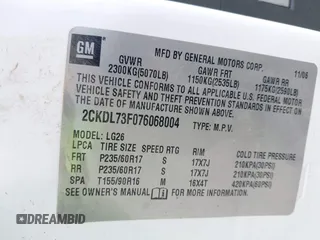 2007 Pontiac Torrent with VIN 2CKDL73F076068004, listed as a IAAI auction lot 42106475 with 226,091 mi miles. Bid and sale history available at carsss.com. Image 9.