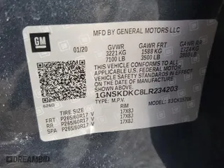 2020 Chevrolet Tahoe Commercial with VIN 1GNSKDKC8LR234203, listed as a Copart auction lot 49444465 with 0 mi miles and Salvage Title. Bid and sale history available at carsss.com. Image 13.