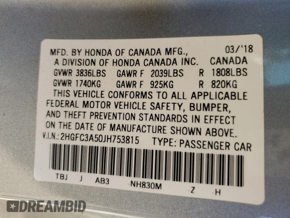 2018 Honda Civic Si Coupe with VIN 2HGFC3A50JH753815, listed as a Copart auction lot 74339004 with 73,694 mi miles and Salvage Title. Bid and sale history available at carsss.com. Image 13.