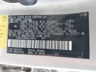 2006 Toyota Highlander w/3rd Row with VIN JTEDP21A060104055, listed as a IAAI auction lot 41786954 with 131,160 mi miles. Bid and sale history available at carsss.com. Image 9.