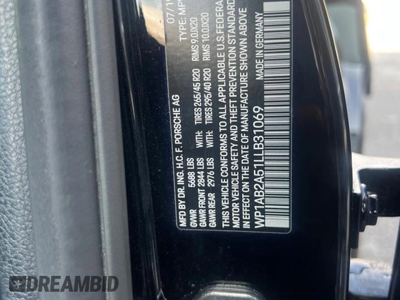 2020 Porsche Macan S with VIN WP1AB2A51LLB31069, listed as a Copart auction lot 62879595 with 100,323 mi miles and Clean title. Bid and sale history available at DreamBid. Image 10.