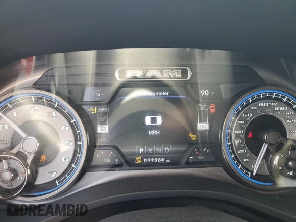 2021 Ram 1500 Limited with VIN 1C6SRFHT9MN633502, listed as a Copart auction lot 55673735 with 71,364 mi miles and Salvage title. Bid and sale history available at DreamBid. Image 9.