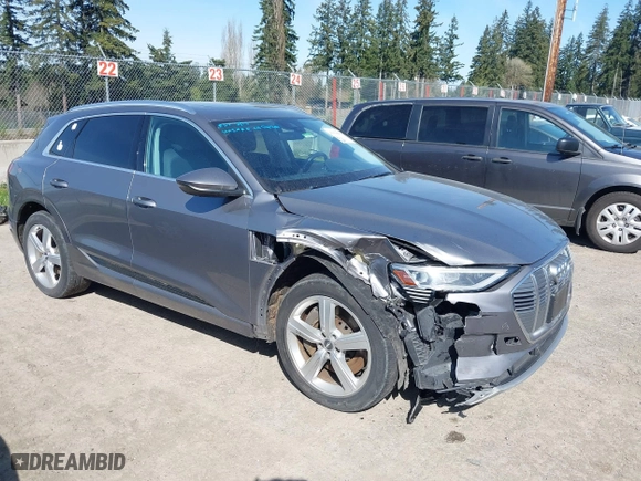 2019 Audi e-tron Premium Plus with VIN WA1LAAGE4KB012574, listed as a IAAI auction lot 41916641 with 104,911 mi miles. Bid and sale history available at carsss.com. Image 1.