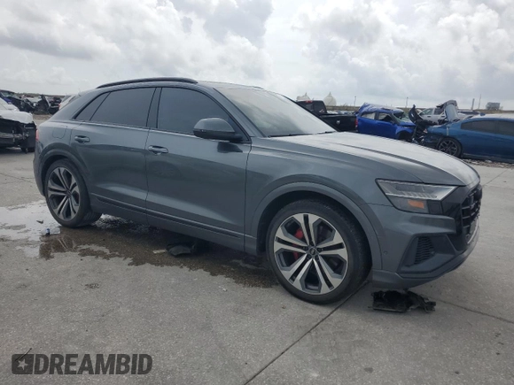 2019 Audi Q8 Prestige with VIN WA1FVAF11KD024380, listed as a Copart auction lot 54579315 with 109,204 mi miles and Salvage title. Bid and sale history available at DreamBid. Image 4.