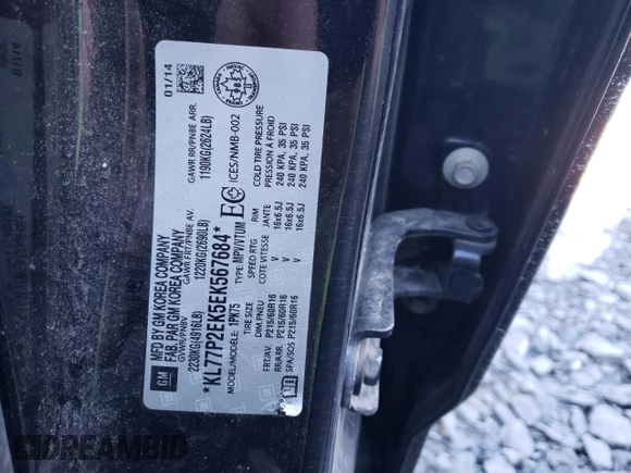 2014 Chevrolet Orlando z VIN KL77P2EK5EK567684, wystawiony jako Copart lot #47826825 z przebiegiem 189 478 mil mil oraz Szkoda całkowita • Salvage title. Historia ofert i sprzedaży dostępna na DreamBid. Obrazek 13.