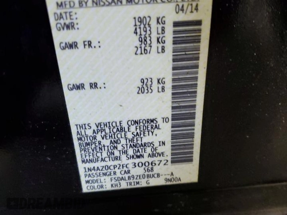 2015 Nissan LEAF SV with VIN 1N4AZ0CP2FC300672, listed as a Copart auction lot 73768753 with 55,976 mi miles. Bid and sale history available at carsss.com. Image 15.