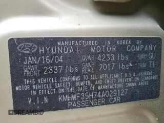 2004 Hyundai Sonata GLS with VIN KMHWF35H74A029127, listed as a Copart auction lot 76701124 with 0 mi miles and Salvage Title. Bid and sale history available at carsss.com. Image 12.