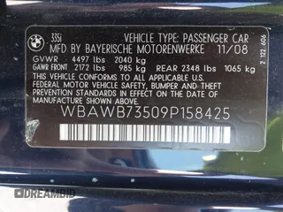 2009 BMW 3 Series 335i with VIN WBAWB73509P158425, listed as a IAAI auction lot 41844083 with 89,684 mi miles and . Bid and sale history available at DreamBid. Image 9.