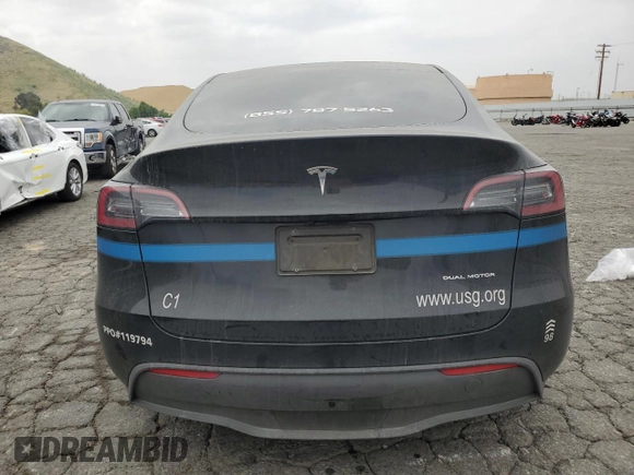 2024 Tesla Model Y Long Range with VIN 7SAYGDEE8RA238798, listed as a Copart auction lot 54401175 with Not provided miles and Salvage title. Bid and sale history available at DreamBid. Image 6.