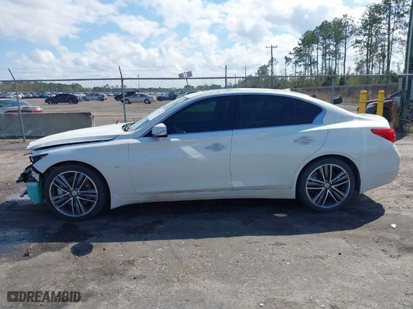 2015 Infiniti Q50 Premium with VIN JN1BV7APXFM331963, listed as a IAAI auction lot 41743215 with 142,489 mi miles. Bid and sale history available at carsss.com. Image 15.