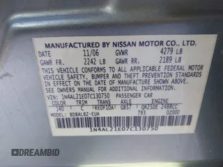 2007 Nissan Altima 2.5 S with VIN 1N4AL21E07C130750, listed as a IAAI auction lot 41376786 with 94,368 mi miles. Bid and sale history available at carsss.com. Image 9.