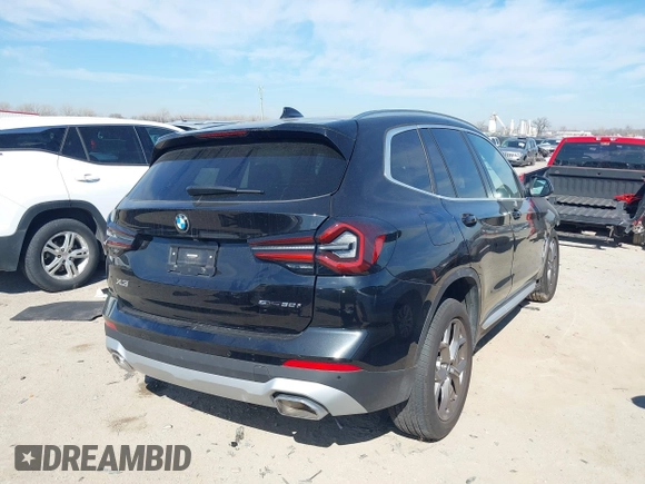2023 BMW X3 sDrive30i with VIN 5UX43DP08P9S86948, listed as a IAAI auction lot 41632412 with 3,645 mi miles and . Bid and sale history available at DreamBid. Image 4.