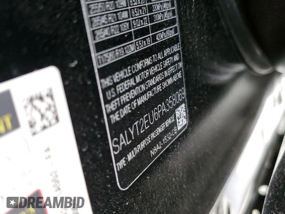 2023 Land Rover Range Rover Velar R-Dynamic S with VIN SALYT2EU6PA358069, listed as a Copart auction lot 81492404 with 19,557 mi miles and Salvage Title. Bid and sale history available at DreamBid. Image 12.