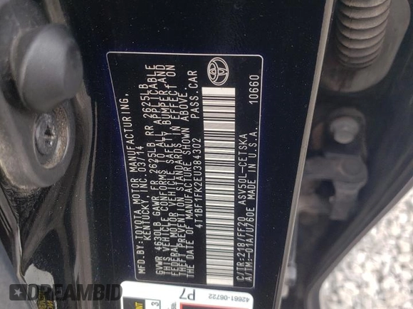 2014 Toyota Camry L with VIN 4T1BF1FK2EU384302, listed as a Copart auction lot 53129445 with 229,238 mi miles and Salvage Title. Bid and sale history available at DreamBid. Image 12.