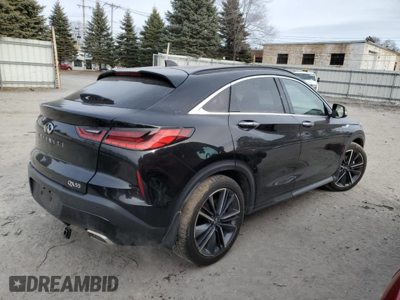 2024 Infiniti QX55 Luxe with VIN 3PCAJ5JR5RF110911, listed as a Copart auction lot 48920455 with 6,495 mi miles and Salvage Title. Bid and sale history available at DreamBid. Image 3.